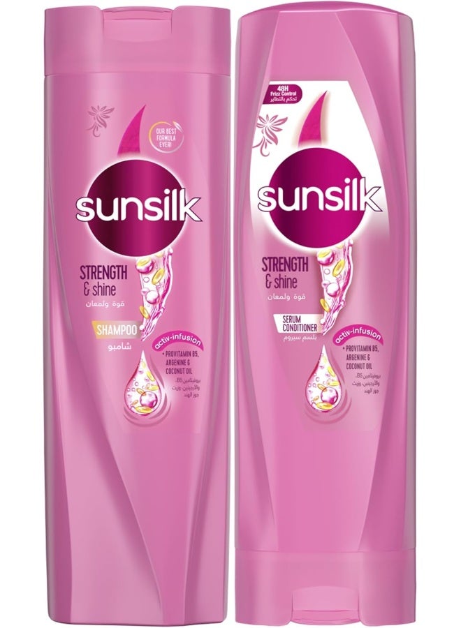 Sunsilk Shampoo Shine & Strength, 400ml + Sunsilk Conditioner Shine & Strength, 320ml, white - Image 1