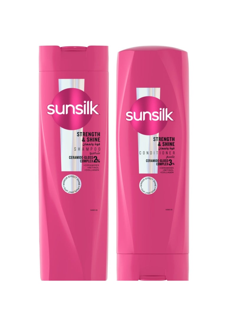 Sunsilk شامبو صن سيلك لمعان وقوة، 400 مل + بلسم صن سيلك لمعان وقوة، 320 مل - Image 1