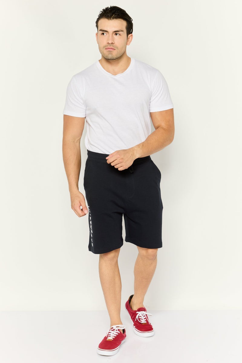 Gazzarrini Men Regular Fit Brand Logo Drawstring Shorts, Navy - Image 3