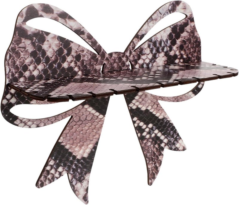 Wooden Wall Mounted Shelf Bowknot Crystal Floating Wall Display Shelf for Bedroom Living Room Décor - Image 1
