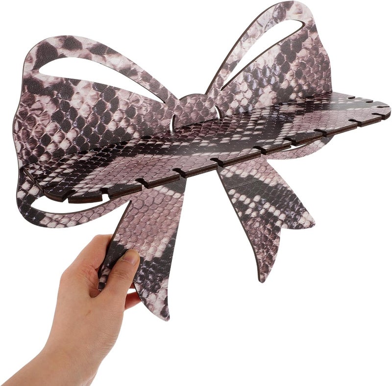 Wooden Wall Mounted Shelf Bowknot Crystal Floating Wall Display Shelf for Bedroom Living Room Décor - Image 5
