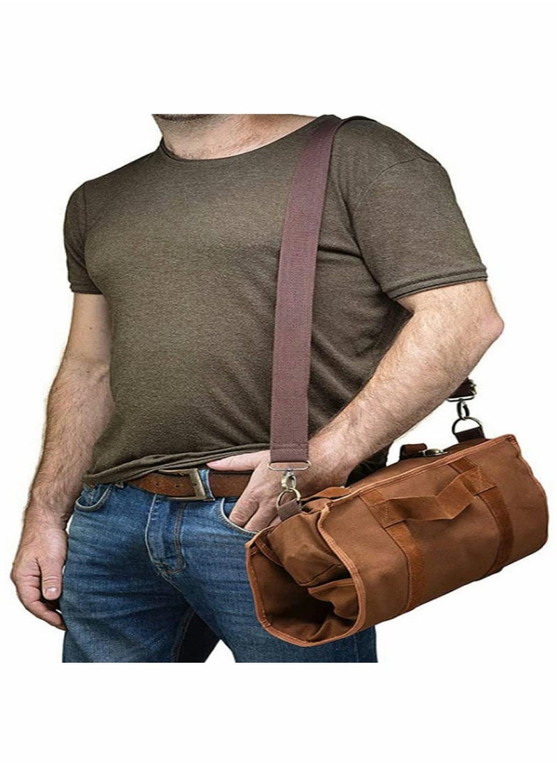 HomarKet - Bartender Bag Bartender Kit Bag Portable Waxed Canvas Bag Can Use For Professional 17-Piece Bar Tool Set Including Shoulder Strap For Easy Carry Bar Tools Not Include - Brown - Image 1