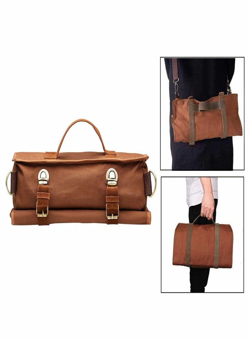 HomarKet - Bartender Bag Bartender Kit Bag Portable Waxed Canvas Bag Can Use For Professional 17-Piece Bar Tool Set Including Shoulder Strap For Easy Carry Bar Tools Not Include - Brown - Image 1