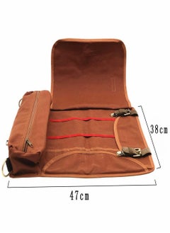 HomarKet Bartender Bag Bartender Kit Bag Portable Waxed Canvas Bag Can Use For Professional 17-Piece Bar Tool Set Including Shoulder Strap For Easy Carry Bar Tools Not Include - Brown  - Image 2