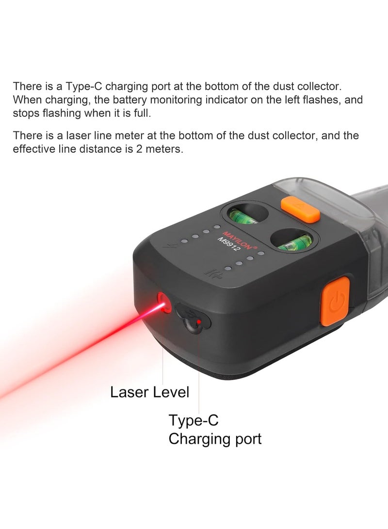 MAYILON Electric Drilling Dust Collector Level 2 In 1 Functions Household Wall Electric Suction Vacuum Drilling Dust Collector Dust Cleaning Suction Tools with Level Function 5KG Load - Image 4