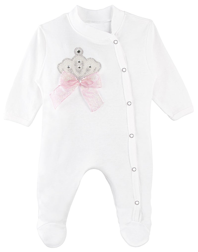Lilax Baby Girl Jewels Crown Layette 3 Piece Gift Set 3-6 Months Pearl Crown - Image 4