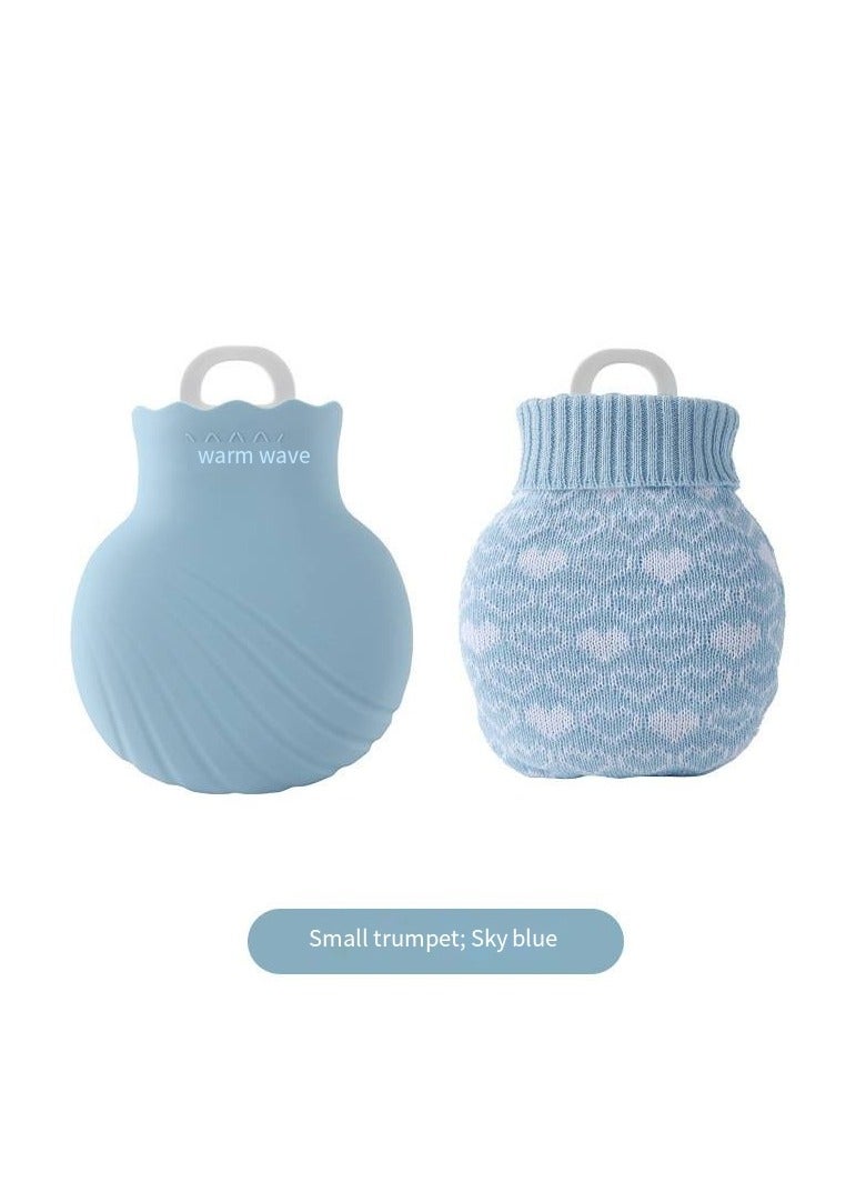 general Mini Hand Warmer, Explosion Proof Shell Hot Water Bag Microwavable Silicone Hot Water Bottle with Knitted Cover for Pain Relief Hot Cold Therapy Hand Feet Warmer, Menstrual Cramps, Hot Compress - Image 1