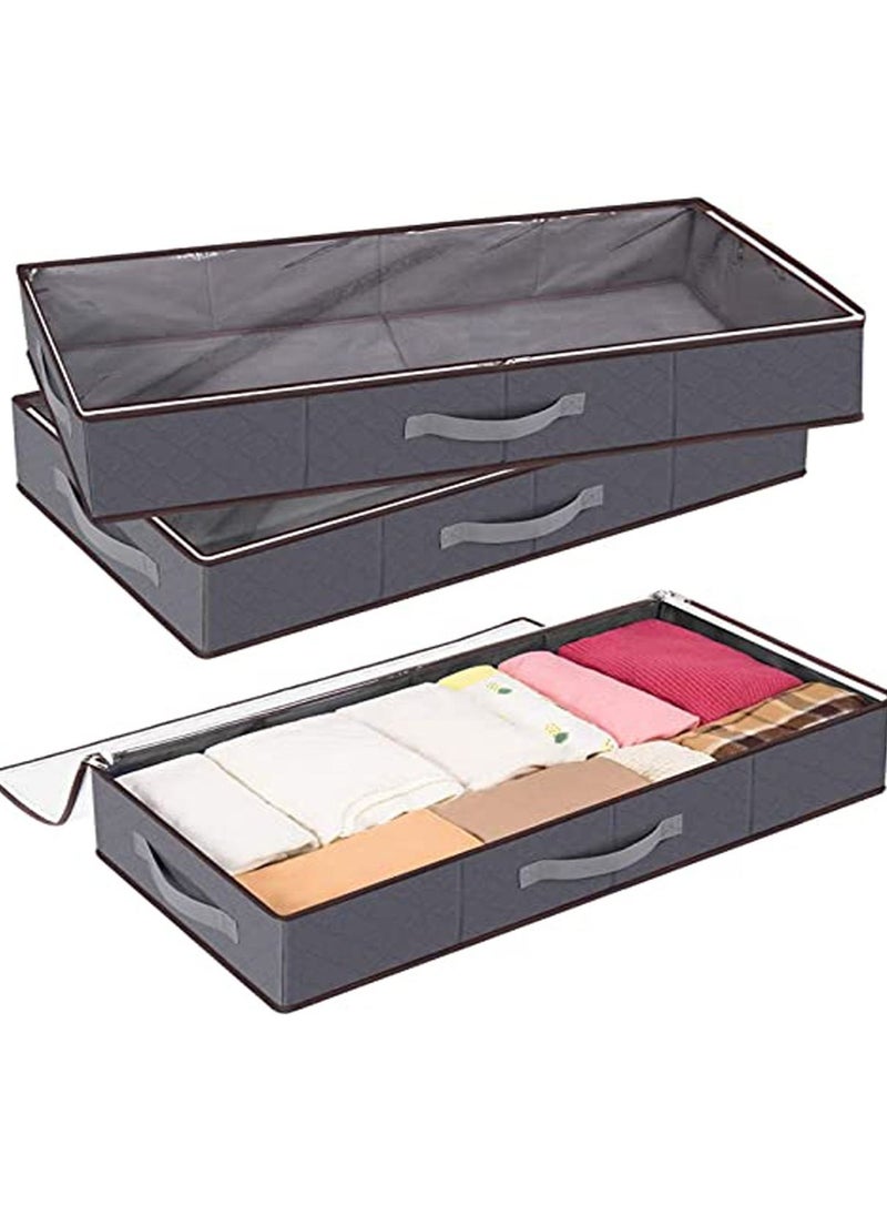 TYCOM 2 Pcs Basics Fabric Under Bed Storage Bag Organizer  Storage Containers with Reinforced Handles Large Capacity Breathable Non-woven Storage Bins for Blanket Pillows Comforters and Quilts  - Image 1