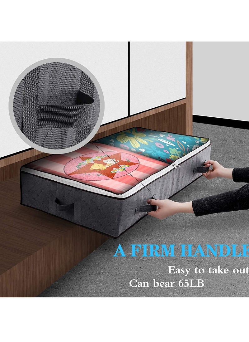 2 Pcs Basics Fabric Under Bed Storage Bag Organizer  Storage Containers with Reinforced Handles Large Capacity Breathable Non-woven Storage Bins for Blanket Pillows Comforters and Quilts