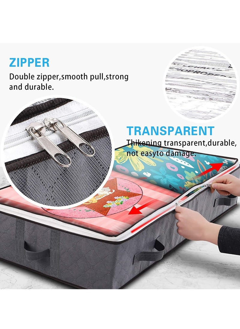 TYCOM 2 Pcs Basics Fabric Under Bed Storage Bag Organizer  Storage Containers with Reinforced Handles Large Capacity Breathable Non-woven Storage Bins for Blanket Pillows Comforters and Quilts  - Image 4