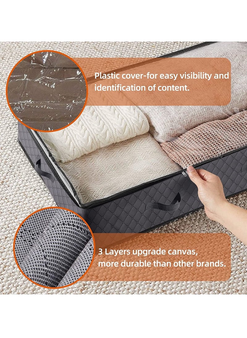 2 Pcs Basics Fabric Under Bed Storage Bag Organizer  Storage Containers with Reinforced Handles Large Capacity Breathable Non-woven Storage Bins for Blanket Pillows Comforters and Quilts