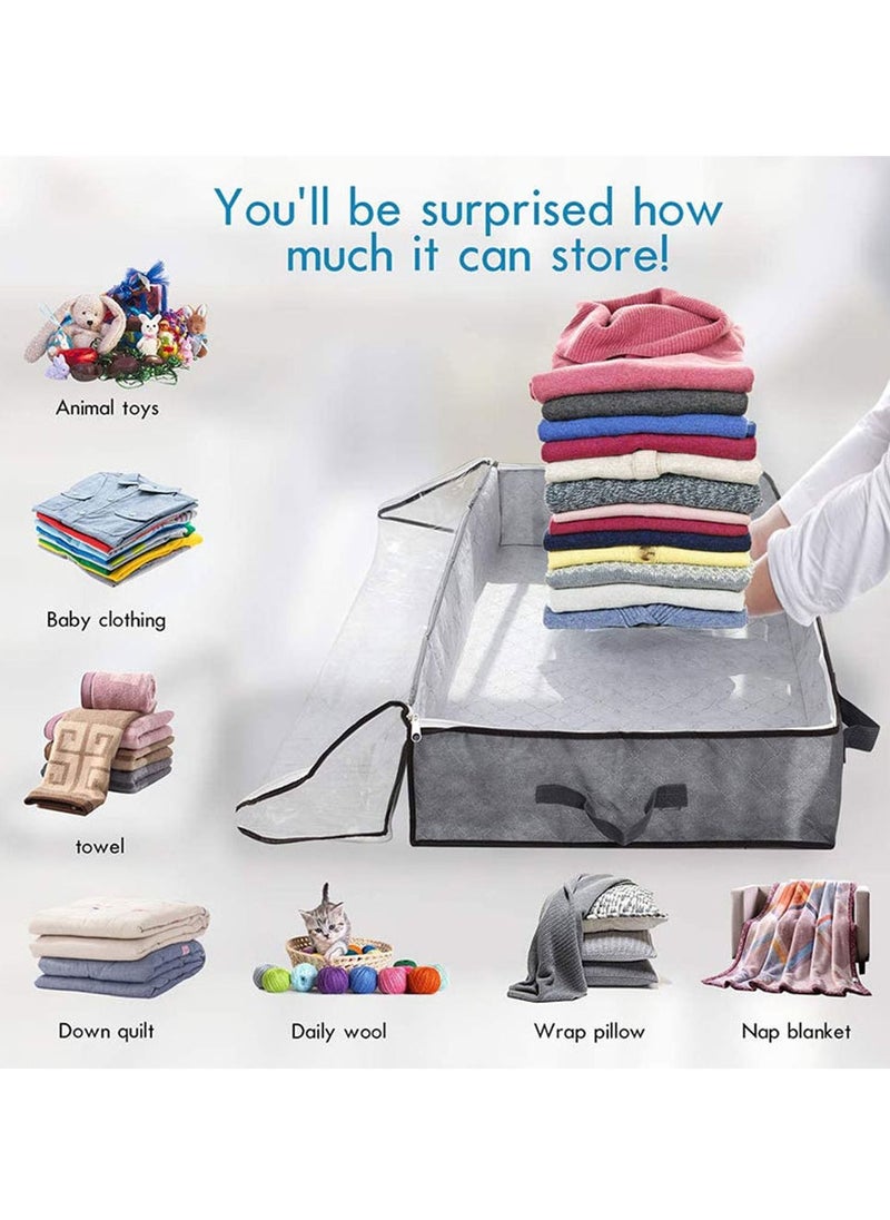 2 Pcs Basics Fabric Under Bed Storage Bag Organizer  Storage Containers with Reinforced Handles Large Capacity Breathable Non-woven Storage Bins for Blanket Pillows Comforters and Quilts