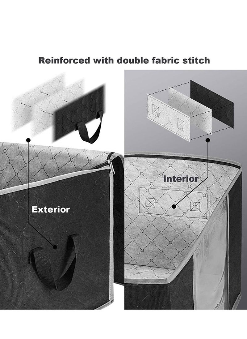 2 Pcs Basics Fabric Under Bed Storage Bag Organizer  Storage Containers with Reinforced Handles Large Capacity Breathable Non-woven Storage Bins for Blanket Pillows Comforters and Quilts