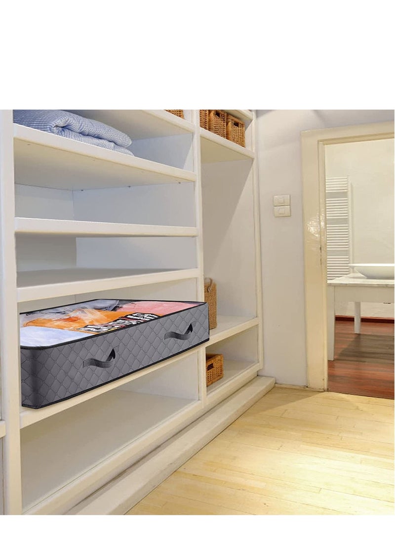 2 Pcs Basics Fabric Under Bed Storage Bag Organizer  Storage Containers with Reinforced Handles Large Capacity Breathable Non-woven Storage Bins for Blanket Pillows Comforters and Quilts