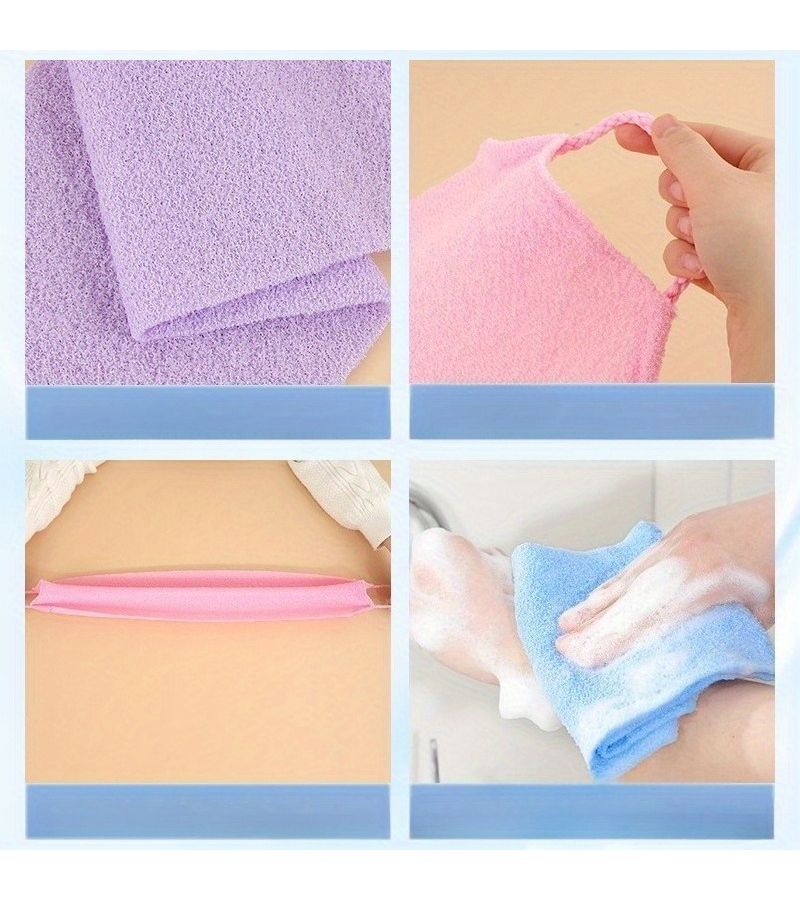 Pink Extra Long Back Scrubber Towel Gentle Exfoliating Fabric Easy Grip Bath Shower - Image 4