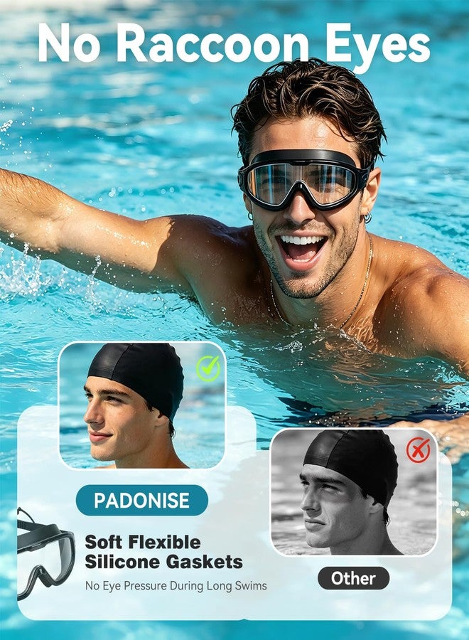 PADONISE Adult Swim Goggles 2 Pack - Anti Fog Swimming Goggles for Men Women with Polarized & Clear Lenses, Wide View Leak Proof Pool Goggles with Ear Plugs and Nose Clip for Beach Essentials - Image 5