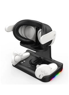 Generic RGB Charging Dock for Meta Quest 3 Oculus VR Accessories Charger Station Controller Battery Pack Fit Elite Head Strap (Black)  - Image 4