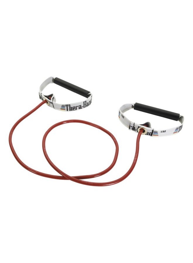 THERABAND Professional Latex Resistance Tubing with Soft Handles for Exercise, Physical Therapy, Lower Pilates, At-Home Workouts, and Rehab, Red - Image 1