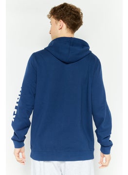 Hurley Men Hooded Long Sleeve Brand Logo Sweatshirt, Blue  - Image 4