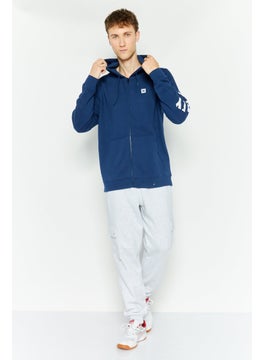 Hurley Men Hooded Long Sleeve Brand Logo Sweatshirt, Blue  - Image 2