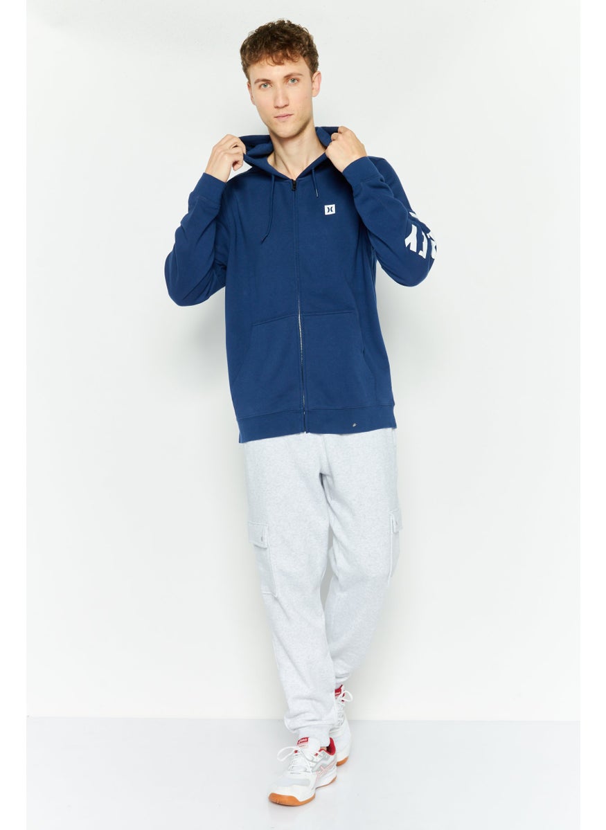 Hurley Men Hooded Long Sleeve Brand Logo Sweatshirt, Blue  - Image 2