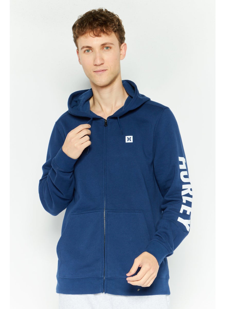 Hurley Men Hooded Long Sleeve Brand Logo Sweatshirt, Blue  - Image 1