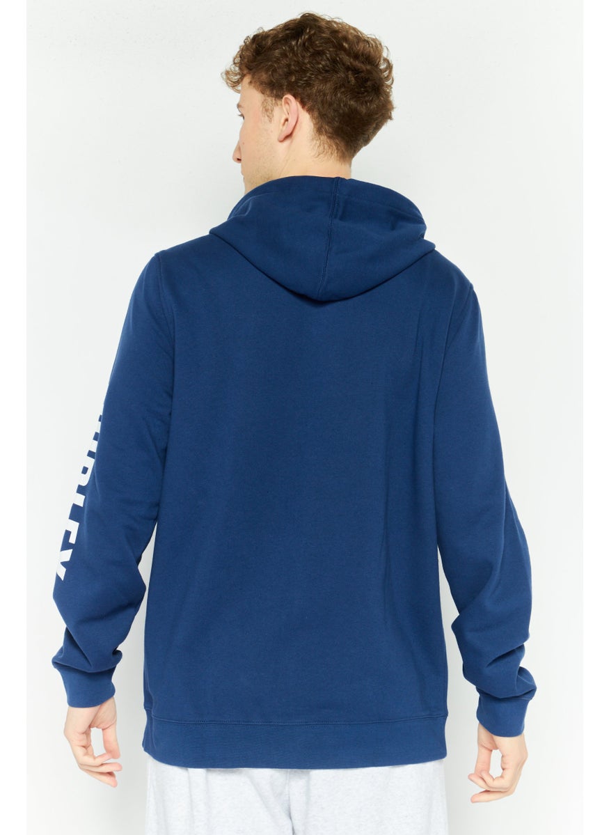 Hurley Men Hooded Long Sleeve Brand Logo Sweatshirt, Blue  - Image 4