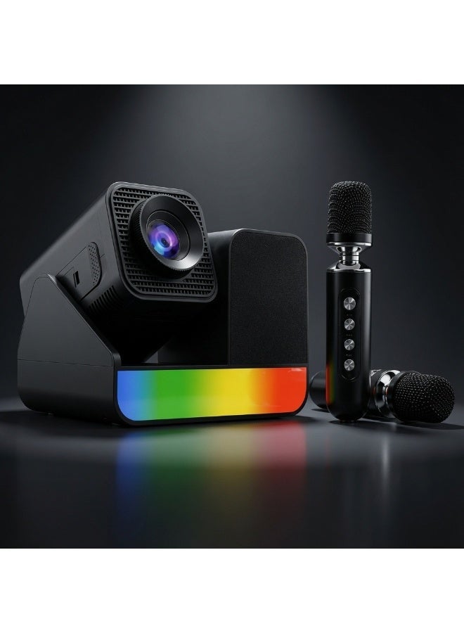 Smartberry HT36 Pro HD Smart Projector with 4K HDR Support Wireless Connectivity, USB Media Playback, HiFi Speaker, Portable Home Cinema Projector with 2 Wireless Microphones for Movies, Gaming & Presentations - Image 2