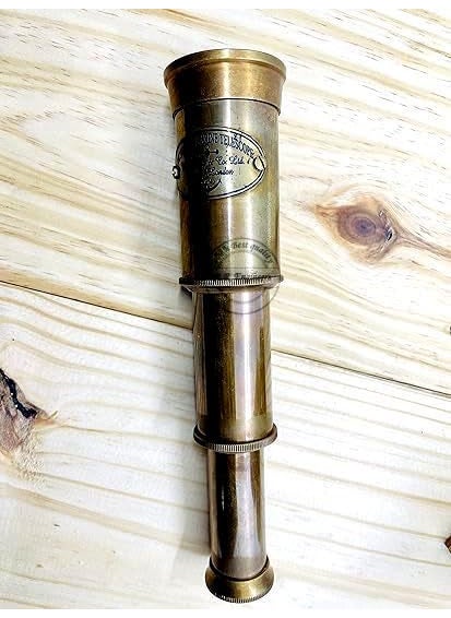 Generic Antique Brass Finish 6 Handheld Telescope Foldable Nautical Gift Navy Gift Upto 4X Magnification Gift for Kids him dad  - Image 1