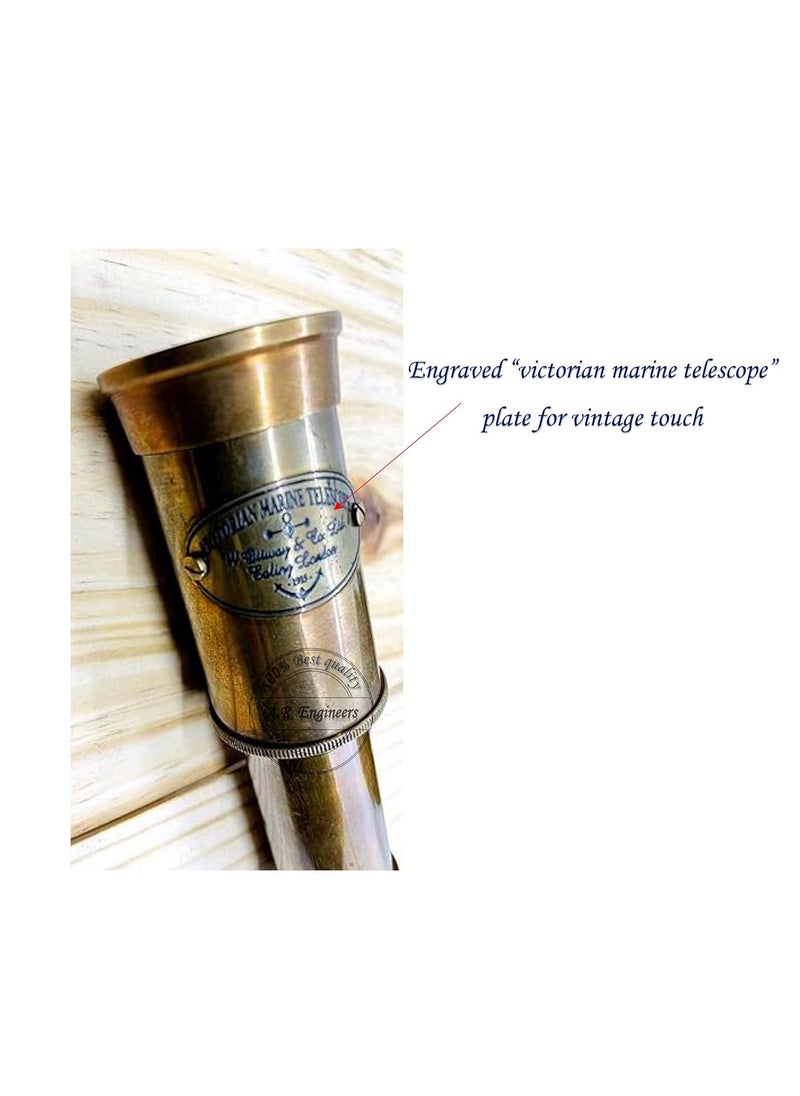 Generic Antique Brass Finish 6 Handheld Telescope Foldable Nautical Gift Navy Gift Upto 4X Magnification Gift for Kids him dad  - Image 3