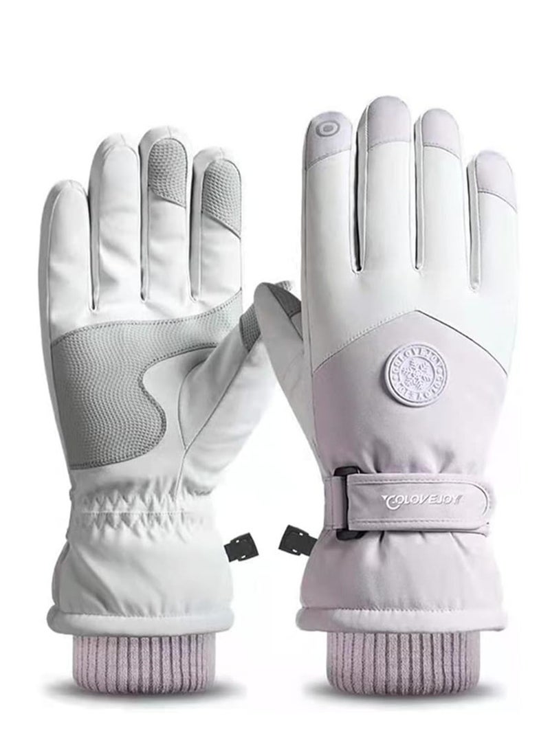 Winter Ski Gloves, Waterproof and Windproof Touchscreen Snow Gloves for Men Women, Anti-Slip Snowboard Warm Winter Gloves for Cold Weather, Perfect Thermal Protection, Purple, 1 Pair