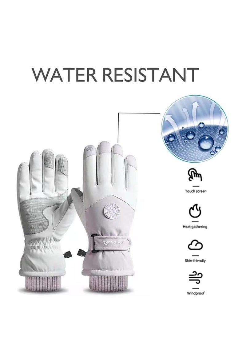 Winter Ski Gloves, Waterproof and Windproof Touchscreen Snow Gloves for Men Women, Anti-Slip Snowboard Warm Winter Gloves for Cold Weather, Perfect Thermal Protection, Purple, 1 Pair