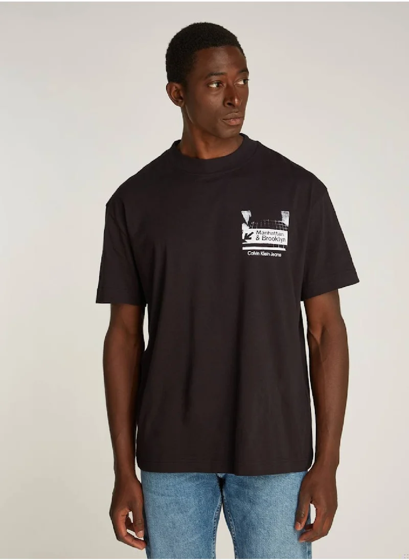 Calvin Klein Jeans Men's Subway Sign T-Shirt  - Cotton, Black