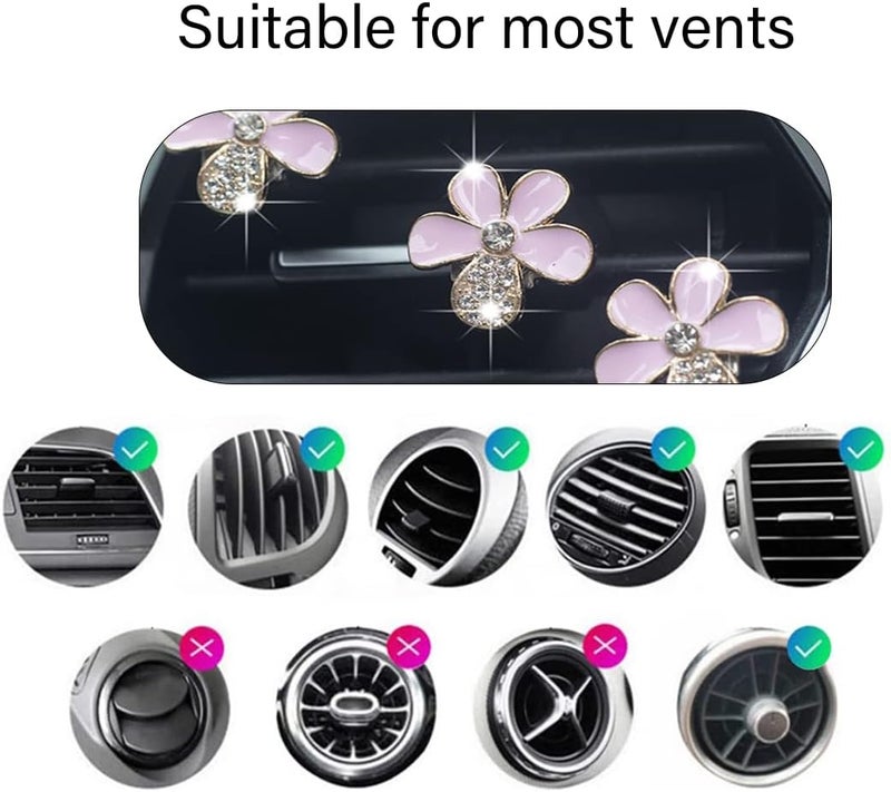 JNNJ 6PCS Decorations Flower Clips for Car Air Vents, Daisy Flower Air Vent Clip Conditioning Outlet Clip, Cute Flowers Charm for Automotive Vent, Cars Air Vent Flowers Shape Fresheners(Pink) - Image 3