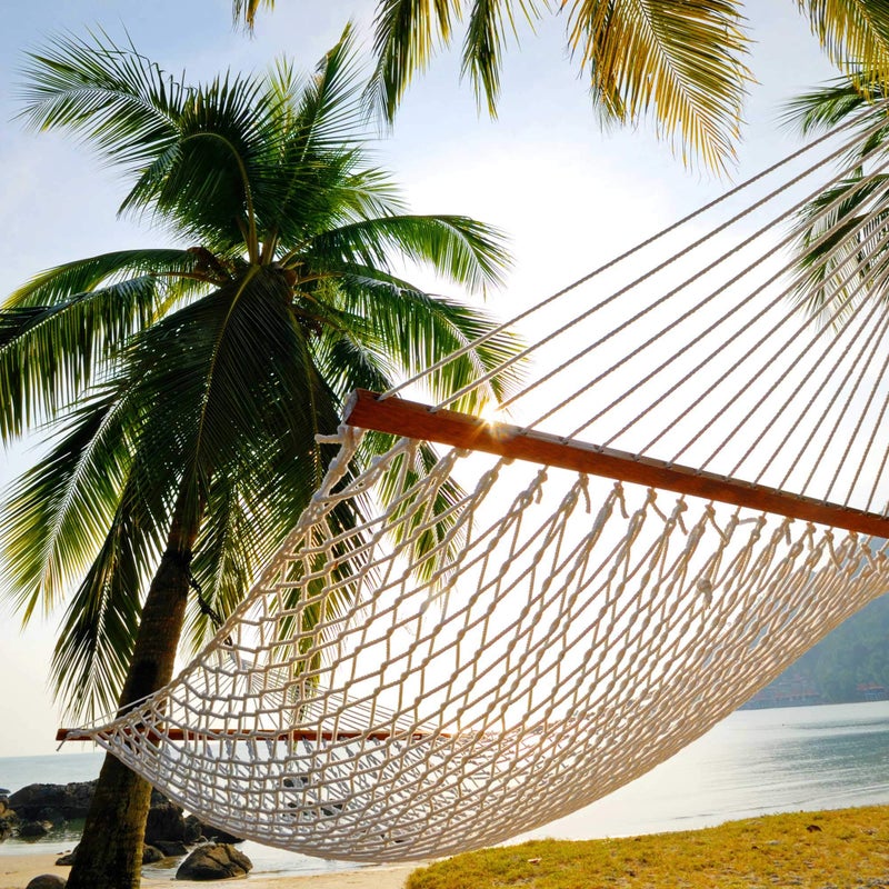 Castaway Hammocks Castaway Living 13 ft. Double Traditional Hand Woven Cotton Rope Hammock â€“ 2-Person, 450 lb Capacity, Free Extension Chains & Tree Hooks, Designed in The USA - Image 4