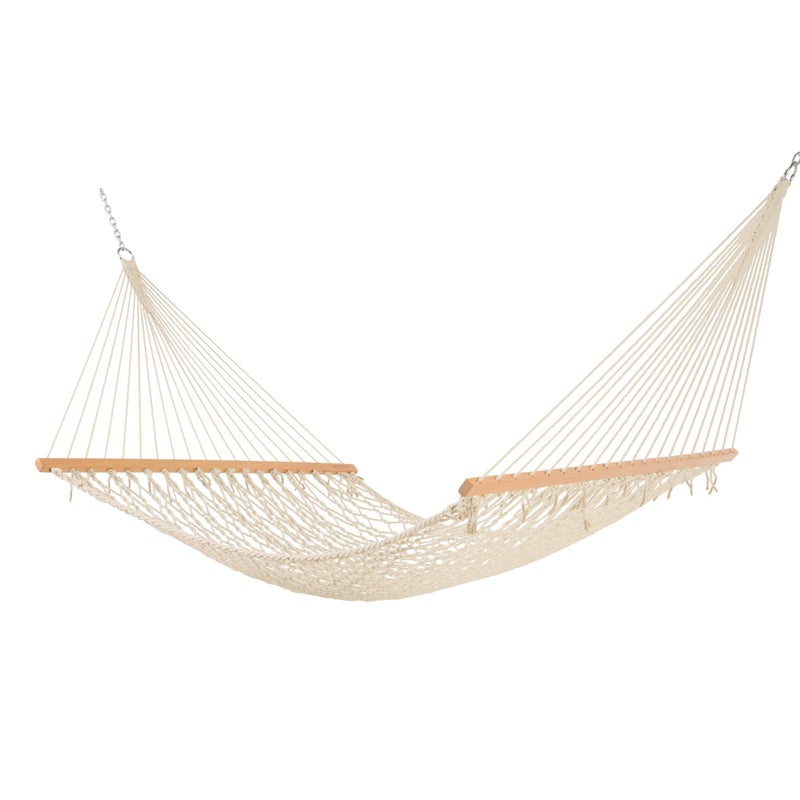 Castaway Hammocks Castaway Living 13 ft. Double Traditional Hand Woven Cotton Rope Hammock â€“ 2-Person, 450 lb Capacity, Free Extension Chains & Tree Hooks, Designed in The USA - Image 1