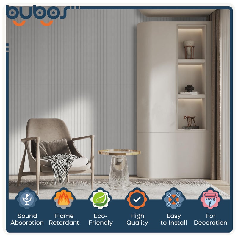 BUBOS Large Acoustic Panels, 6 Pack 48x12 Inch SoundProof Panels for Walls, Self Adhesive Acoustic Wall Panels, Decorative Sound Panels for Home Studio Office (White 02) - Image 3