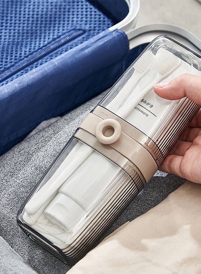 صندوق فرشاة أسنان بلاستيكي، كوب تخزين محمول قابل لإعادة الاستخدام للتخييم أثناء السفر، كوب غسول فم للسفر لمعجون الأسنان، فرشاة الأسنان، فرشاة المكياج، ماكينة الحلاقة