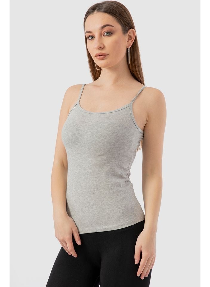 Mesery Mesery Cotton Stretch Plain Spaghetti Top -GREY  - Image 1
