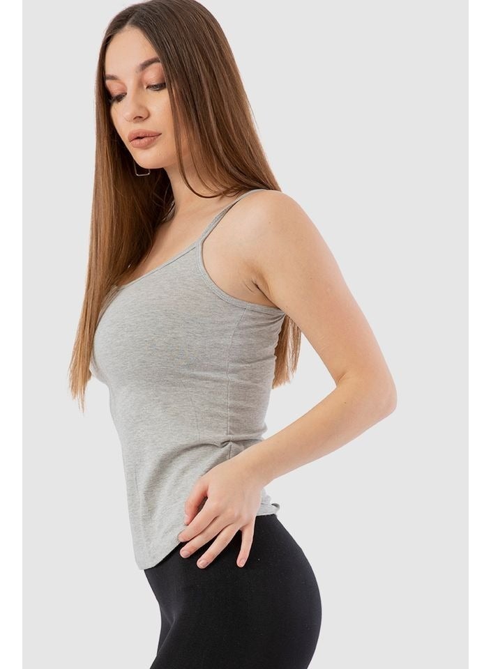 Mesery Mesery Cotton Stretch Plain Spaghetti Top -GREY  - Image 2