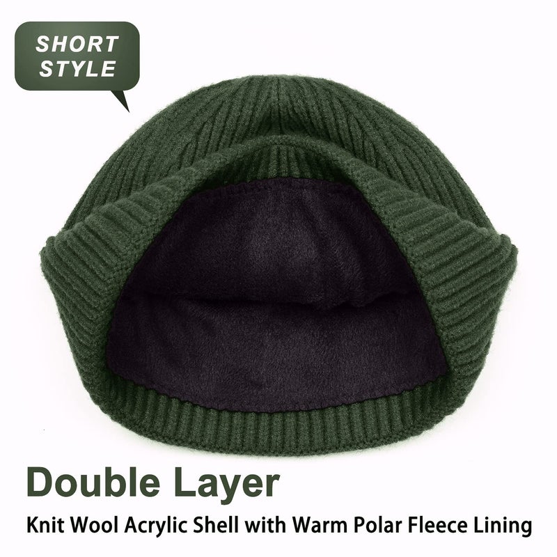 ROYBENS 2PCS Wool Short Fisherman Beanie for Men Women, Cuff Knit & Fleece Lined Swag Winter Warm Hat Soft Beanies Skull Cap Unisex - Image 2