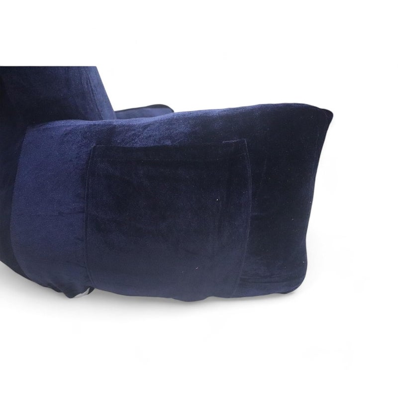 COOZLY Backrest Pillow Reading Pillow Bed Support Pillow with High Armrests Strechable Velvet Removable Cover Navy - Image 5