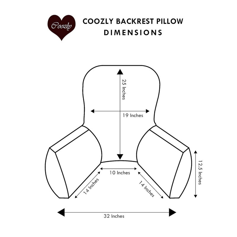COOZLY Backrest Pillow Reading Pillow Bed Support Pillow with High Armrests Strechable Velvet Removable Cover Navy - Image 2