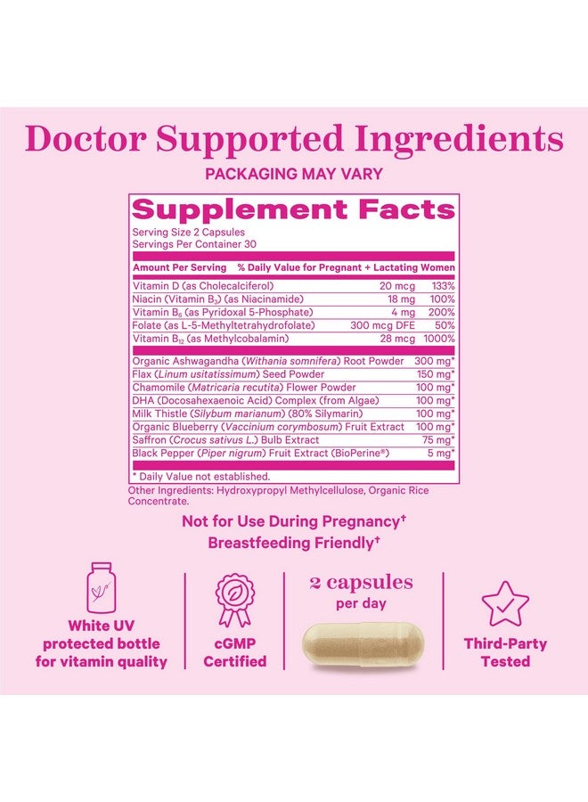Pink Stork Postpartum Mood Support - Postnatal Hormone Balance for Women - Breastfeeding Friendly - Stress & Cognitive Support, New Mom Essentials - Ashwagandha, Chamomile, & Vitamin D, 120 Capsules - Image 4
