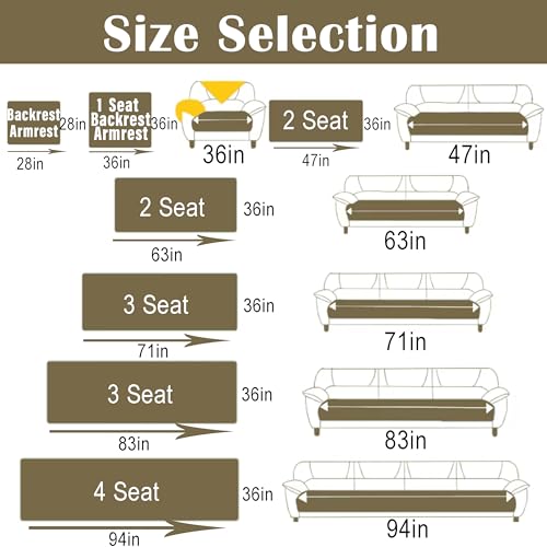 KaviKon Couch Cover Sofa Covers Washable Velvet Fleece Sofa Slipcovers for 3 Cushion Couch NonSlip Furniture Protector for Dog Pet L Shaped Recliner Sectional Couch Cover Taupe36X71Only 1 Pcs - Image 3