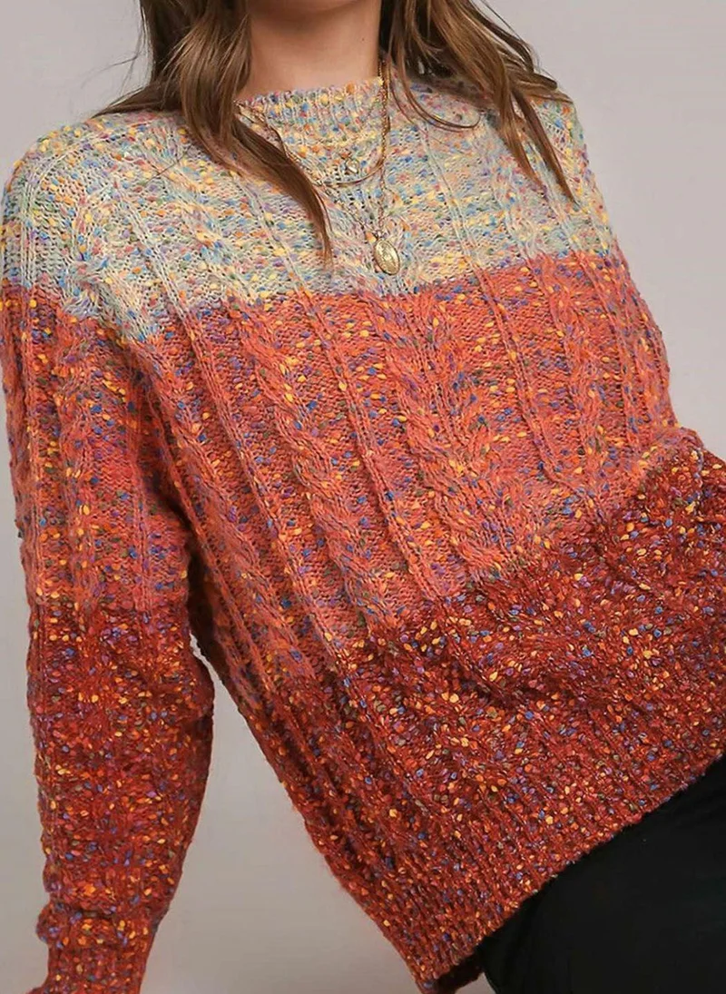 يونيكي Maroon  Colourblocked Round Neck Long Sleeves Pullover