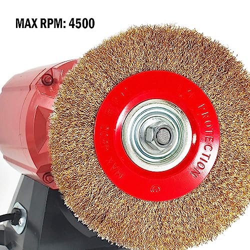 OSFTBVT 8in Bench Wire Wheel Brush | Coarse Crimped Steel Wire 0.012" with 1/2" 5/8" 3/4" 7/8" 1" Arbors for Bench Grinder Brass Coated Steel- 1pcs - Image 5