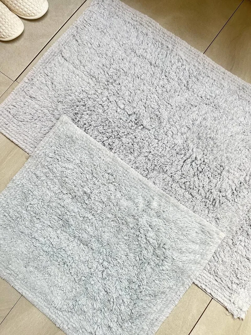 بلونيتي Lantau Natural Cotton 2-Piece Bathroom Mat Set 60X100+50X60 cm - Grey