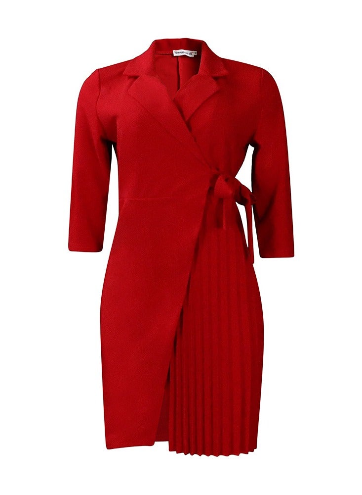 Shougu Suit Collar Fashionable And Elegant Pleated Dress  - Image 1