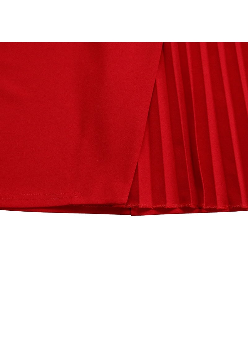 Shougu Suit Collar Fashionable And Elegant Pleated Dress  - Image 2